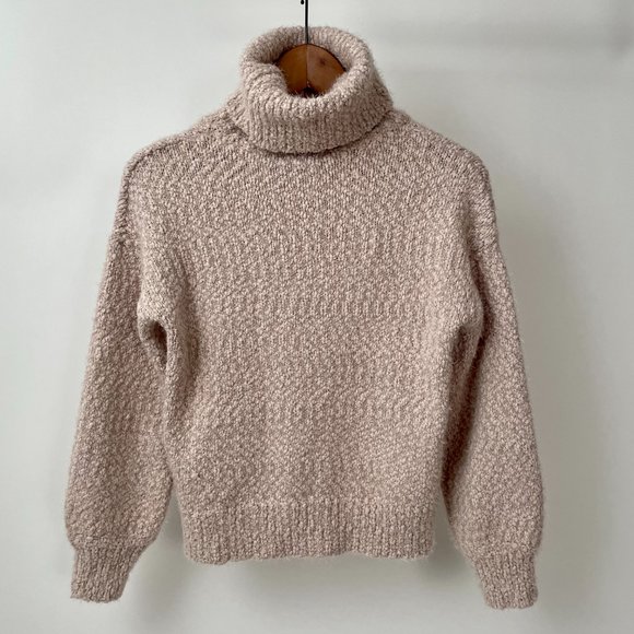 Yes Lola Dusty Pink Boucle Turtleneck Sweater, Size S - Picture 3 of 7
